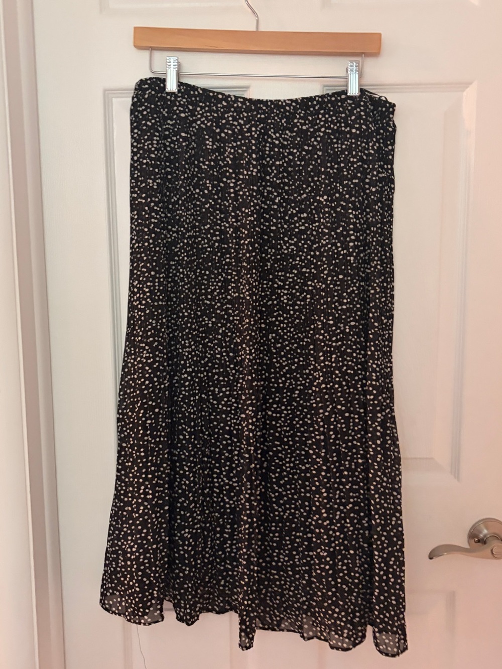 WD.NY Black Maxi Skirt with Cream Dot Print